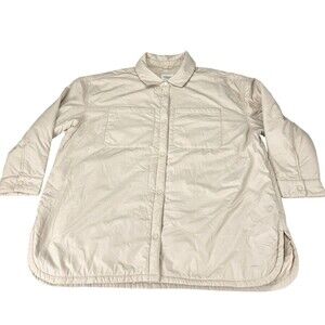 Abercrombie & Fitch Shirt Jacket Shacket Womens XL Beige Snap Button Front